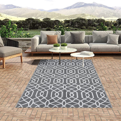 HEBE Waterproof Reversible Outdoor Rug for RV Camping Porch Deck Balcony Backyard Picnic