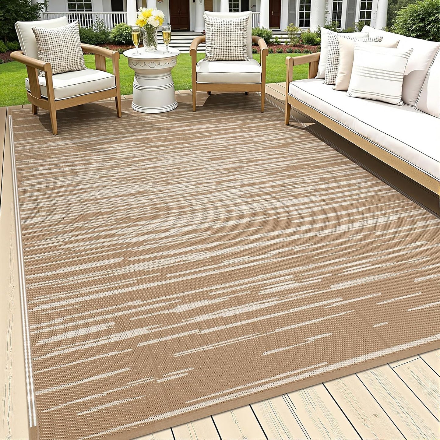 HEBE Outdoor Rug for Patios Clearance Waterproof Patio Mat Plastic Straw Rug Reversible RV Camping Tent Rug Outside Indoor Outdoor Area Rugs for RV,Deck,Beach,Balcony,Camper