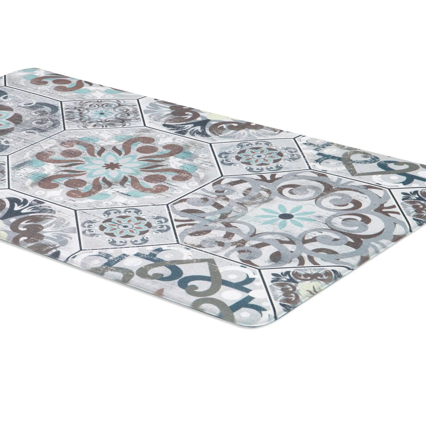 HEBE Boho Kitchen Rug Set of 2, Non-Slip Anti-Fatigue Waterproof Cushioned Mat for Kitchen, Dining & Laundry Room, 18"x30"+18"x48"