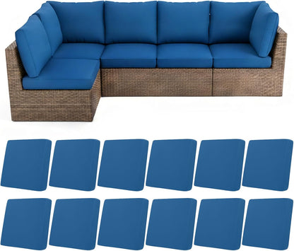 HEBE Stretch Patio Cushion Covers Set 12pcs,Waterproof Outdoor Couch Covers Replacement