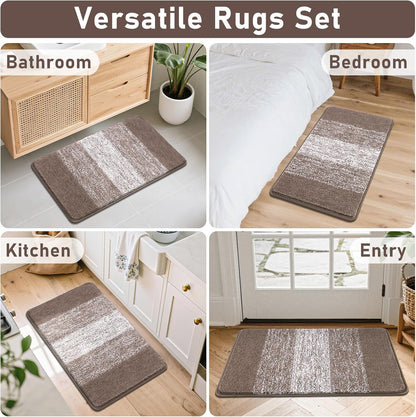Bath Rug Sets 4 Piece, Soft Absorbent Microfiber Bathroom Rugs with Contour Rug and Lid Cover