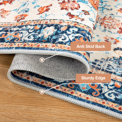 Washable Kitchen Runner Rug Vintage Farmhouse Non Slip Accent Carpet Runner Set of 3 Grey