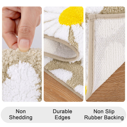 HEBE Boho Bathroom Rugs Set 3 Piece, Non Slip Washable Bath Mat Set