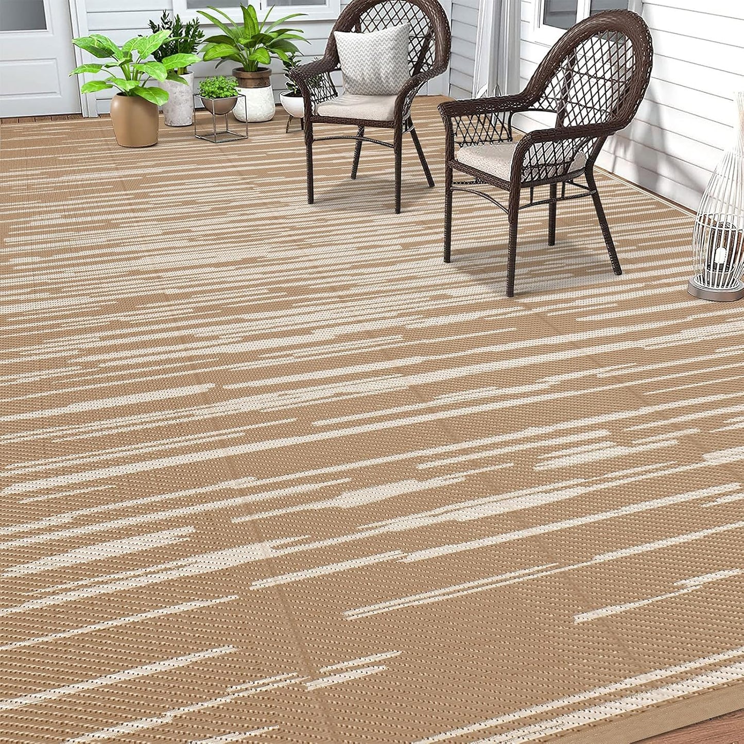 HEBE Outdoor Rug for Patios Clearance Waterproof Patio Mat Plastic Straw Rug Reversible RV Camping Tent Rug Outside Indoor Outdoor Area Rugs for RV,Deck,Beach,Balcony,Camper