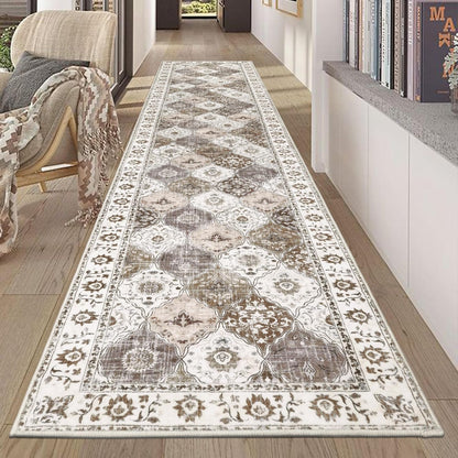 HEBE Hallway Runner Rug Washable Vintage Distressed Area Rugs Non Slip Laundry Rug Runner Boho Floor Carpet Runners for Hallways Entryway Laundry Room Kitchen Bathroom