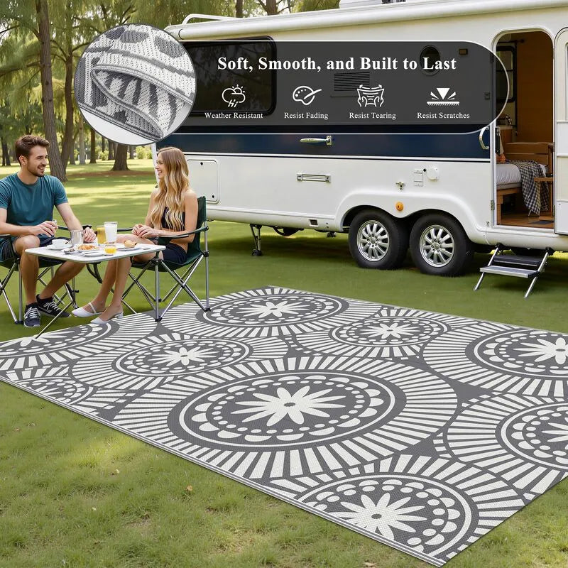 AR001020grey5x8RVcampingrugoutdoorplasticstrawmatforcampsitetravelheberug