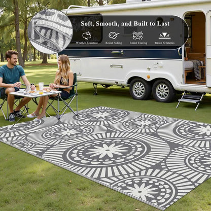 AR001020grey5x8RVcampingrugoutdoorplasticstrawmatforcampsitetravelheberug