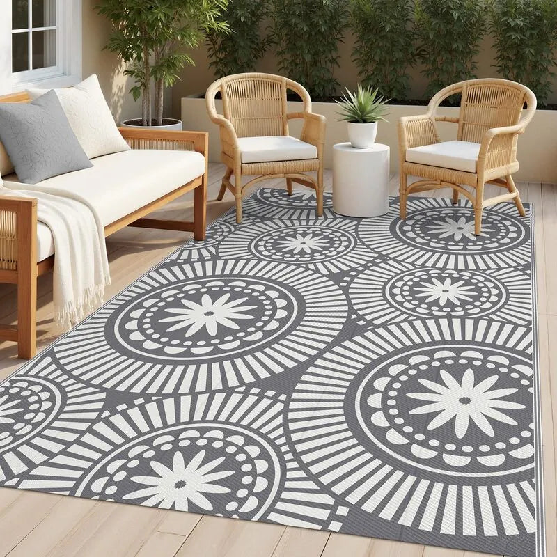 AR001020grey5x8porchrugmandalaplasticstrawmatoutdoordeckcarpetUShomeheberug