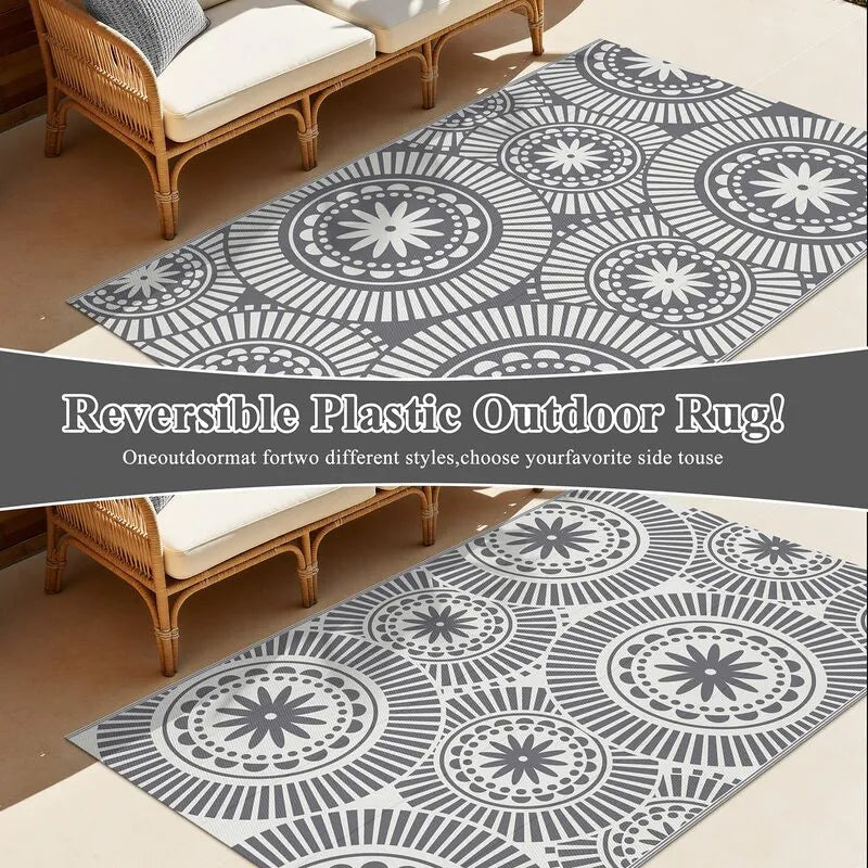 AR001020grey5x8reversiblepatiorugplasticstrawmatdualsidegeometriccarpetheberug