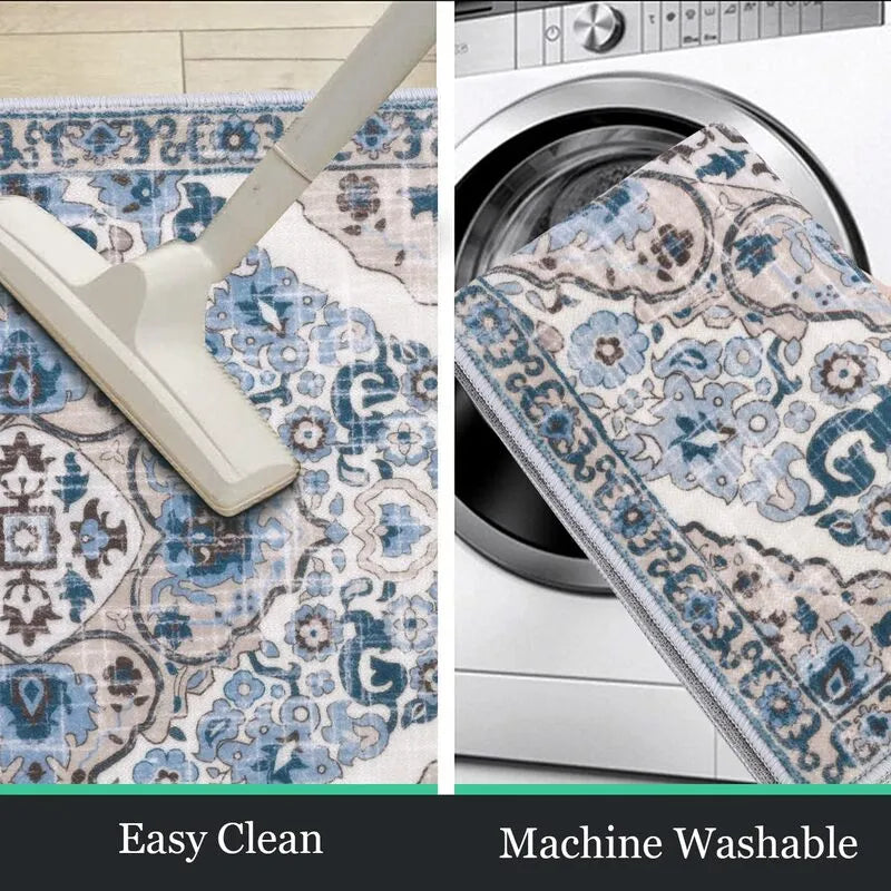 Boho Vintage Washable Non-Slip Kitchen Runner Rug 3-Piece Set