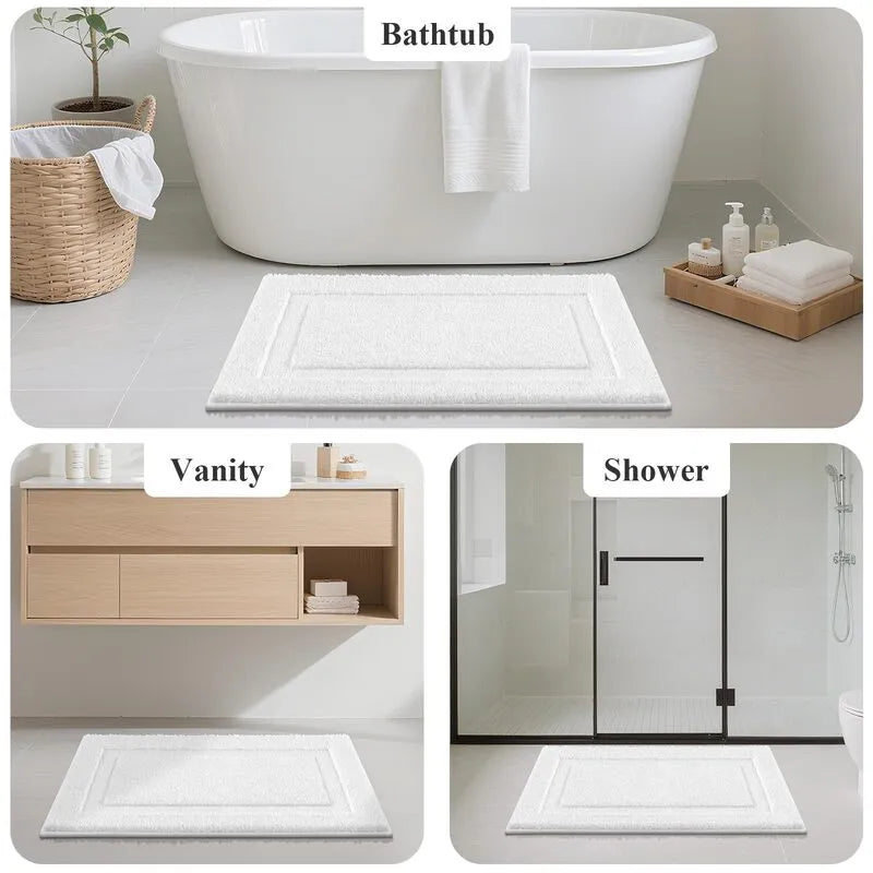 AR002100white2x5bathrunnerrugforbathtubvanityshowerfloormathomebathdecorHEBE RUGS