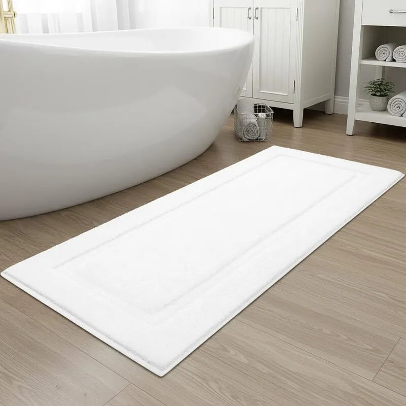 AR002100white2x5bathrunnerrugwashablenonslipbathroommatforUShomebathHEBE RUGS