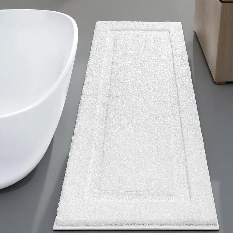 AR002100white2x5longbathrunnerrugplushnonslipbathmatforbathroomtubareaHEBE RUGS