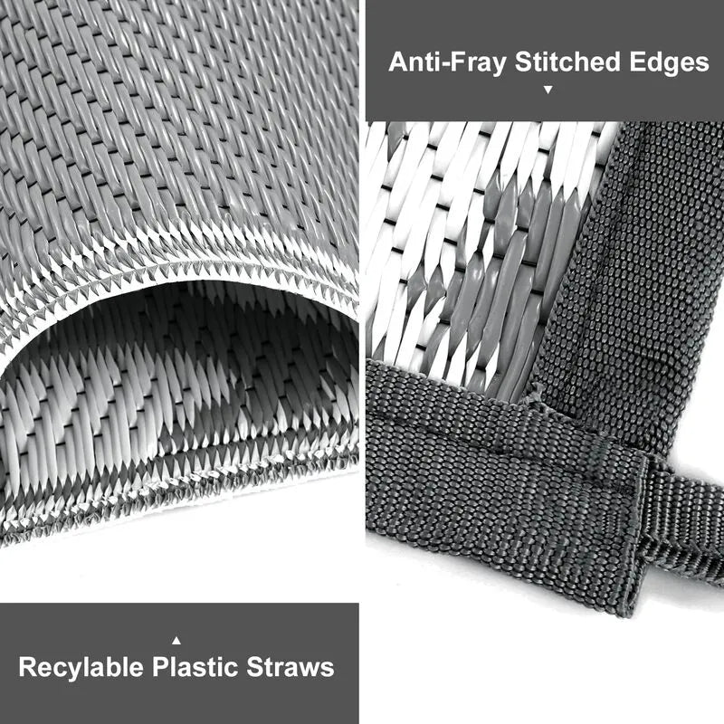 AR002229_grey_9x12_plastic_straw_rug_woven_recyclable_material_anti_fray_edge_detail_heberug