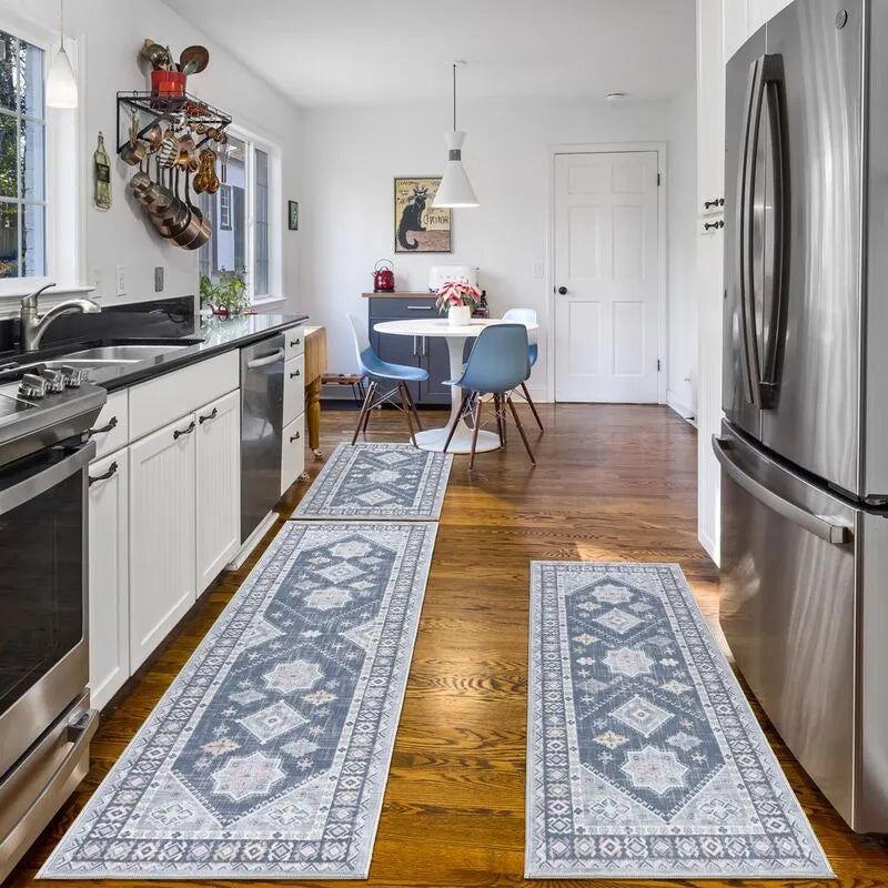 AR002457_blue_bohemian_3_piece_runner_rug_set_for_kitchen_hallway_hardwood_floor_in_US_house_HEBE RUGS