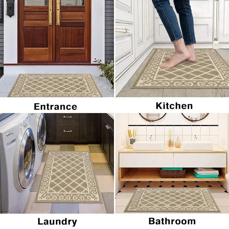 Geometric Non Slip Washable Indoor Entryway Doormat Rug