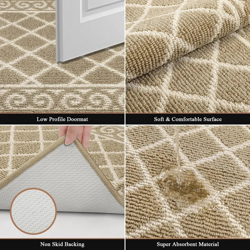 AR002953beigenonslipdoormat2x3absorbentindoorfrontdoorrugrubberbackingHEBE RUGS