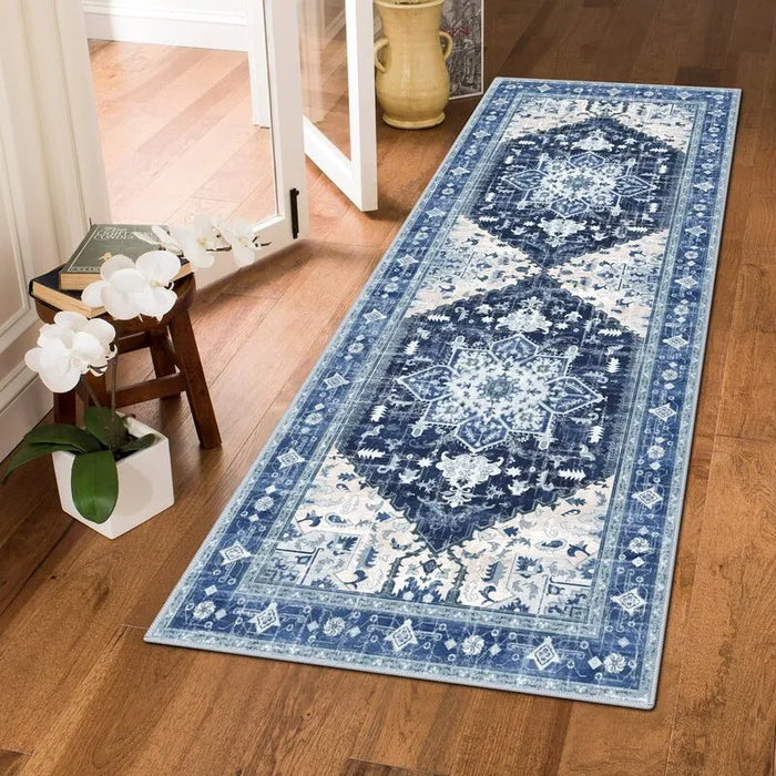 AR003232blue2x6entrywayrunnerrugwashablenonslipindoorfloormatforUShomeaisleheberug