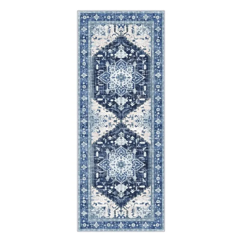 AR003232blue2x6printedrunnerrugvintageorientalmedallionpatternforhallwayaisleheberug