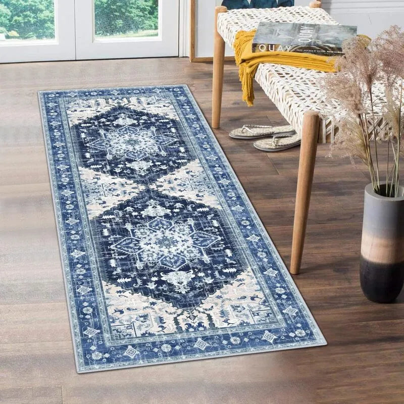 AR003232blue2x6vintagerunnerrugwashablenonsliphallwaycarpetforentrywayUShomeheberug