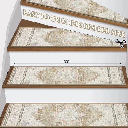 AR003291beigestairtreads8x30incheasytotrimpeelandstickstairrunnermatHEBE RUGS