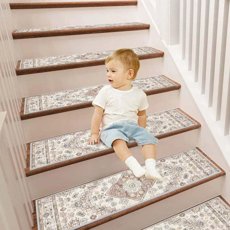 AR003515beigenonslipstairtreadsforkidssafetywoodenstepsrunnercarpetforUShomeHEBE RUGS