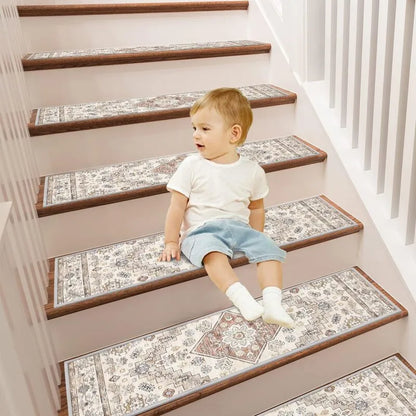 AR003515beigenonslipstairtreadsforkidssafetywoodenstepsrunnercarpetforUShomeHEBE RUGS
