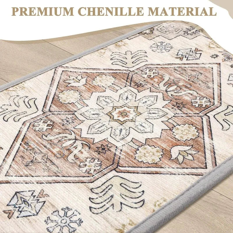 AR003515beigepremiumchenillestairtreadsrunnervintageorientalcarpetmaHEBE RUGS