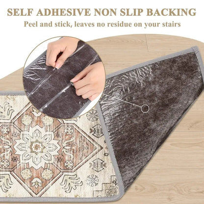 AR003515beigeselfadhesivenonslipstairtreadsrunnerpeelandstickstaircarpetHEBE RUGS