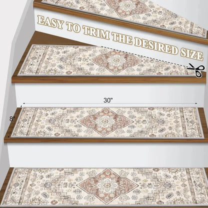 AR003515beigestairtreads8x30incheasytotrimpeelandstickstairrunnermatHEBE RUGS