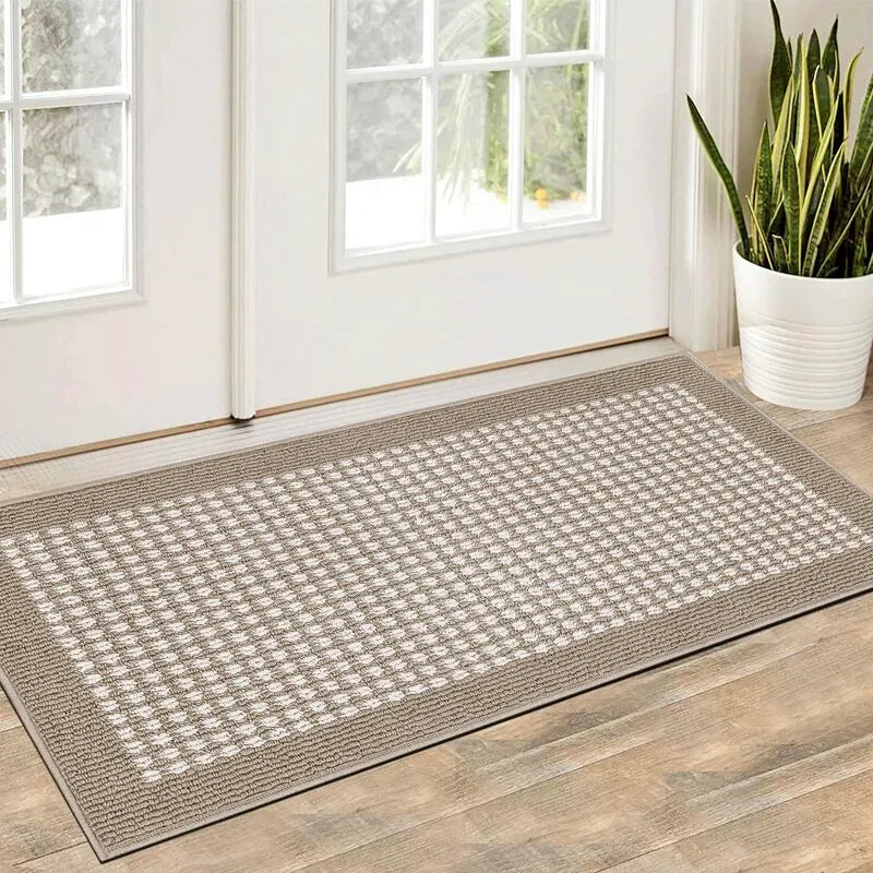 AR003527beigetexturedindoordoormatentrywayrunnerrugnonslipfloormatforUShouseHEBE RUGS