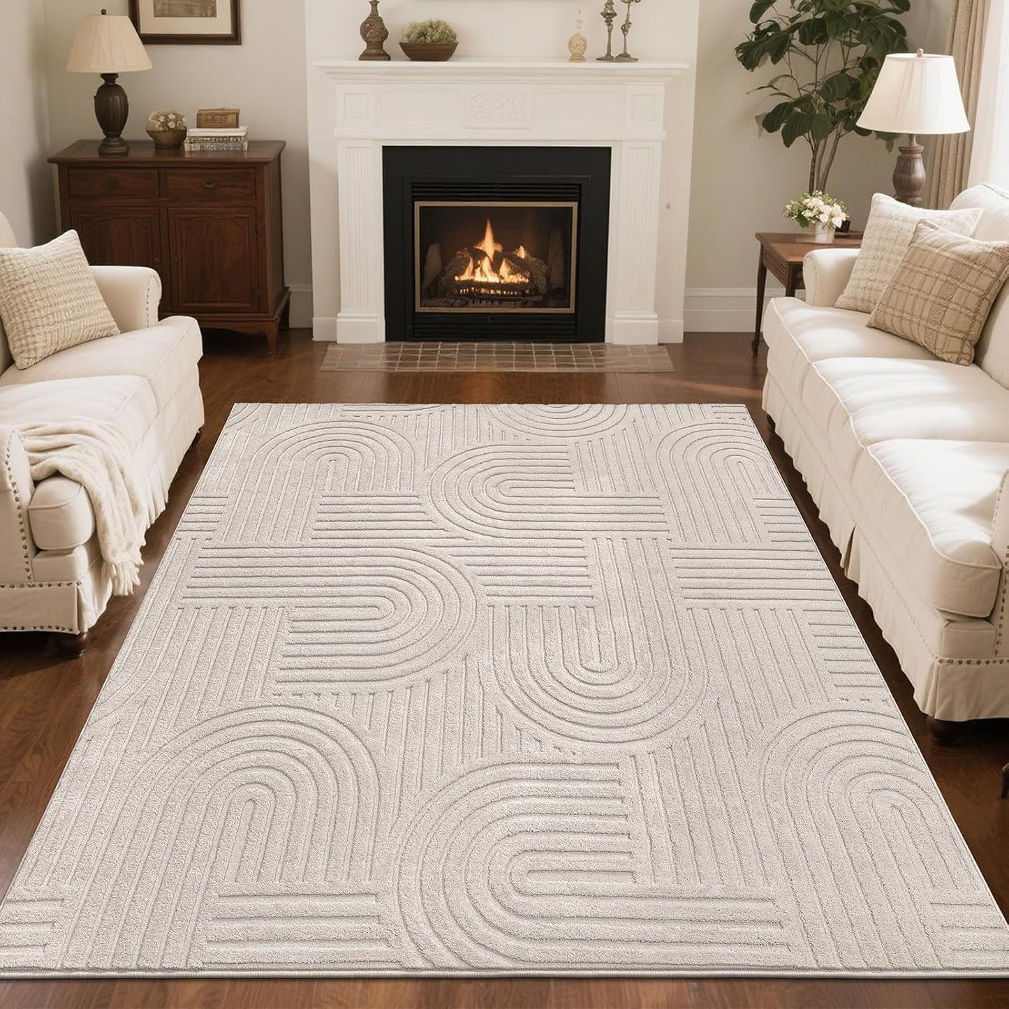 Cozy Fluffy Area Rug Non Slip Washable Scandinavian Minimalist Modern Rug