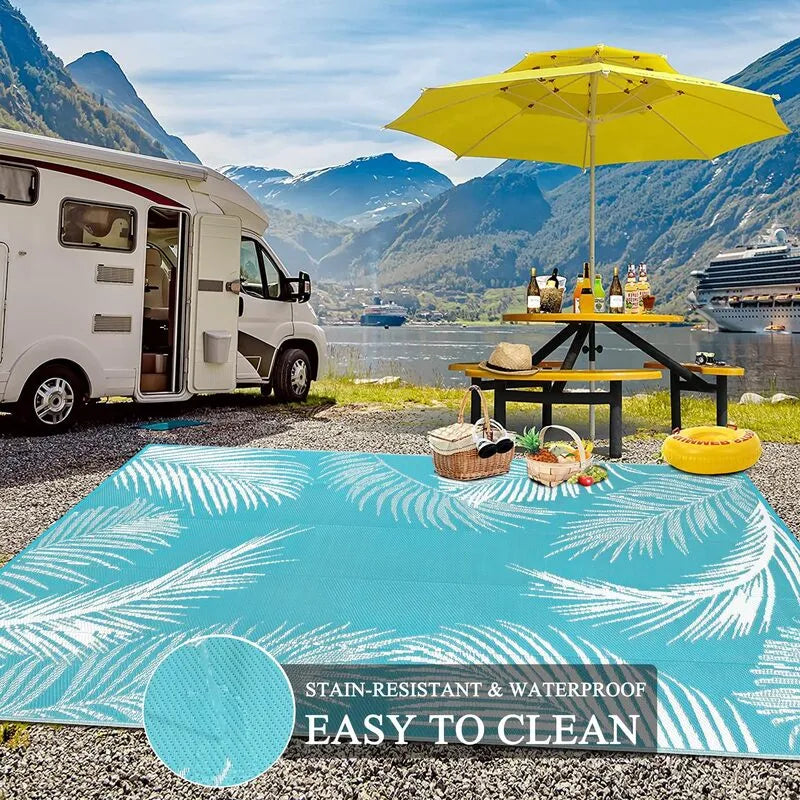 AR004039blue10x14RVcampingmateasytocleanwaterproofoutdoorrugpicnicmatheberug