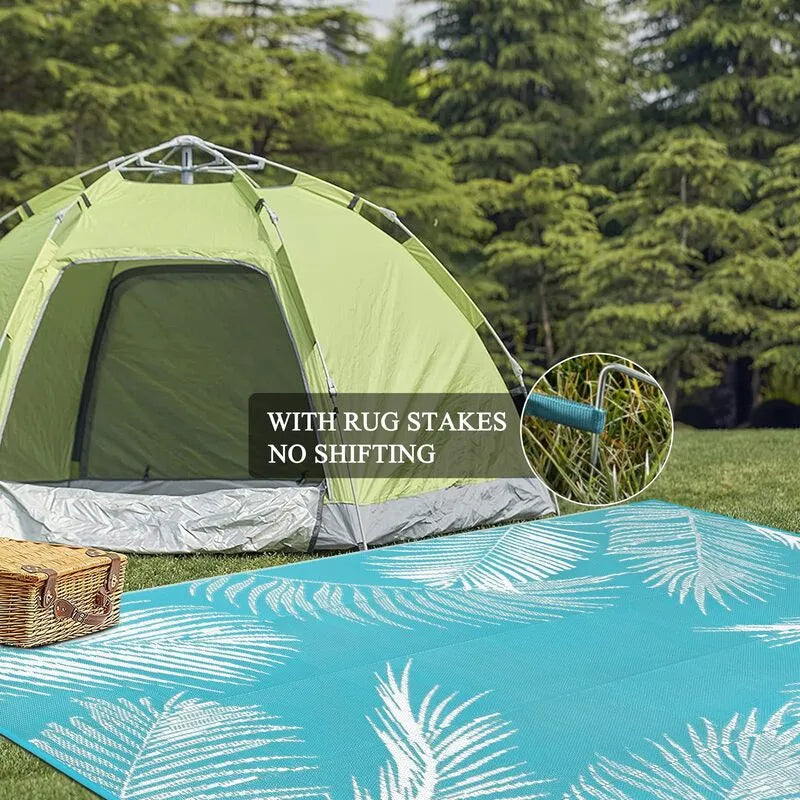 AR004039blue10x14campingrugwithstakesportableplasticstrawmatfortentlawnheberug