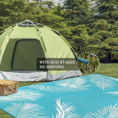 AR004039blue10x14campingrugwithstakesportableplasticstrawmatfortentlawnheberug