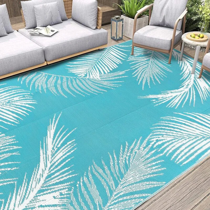 AR004039blue10x14largeoutdoorarearugtropicalpalmleafpatiocarpetUShomeheberug