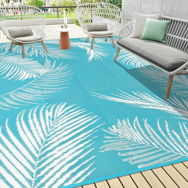 AR004039blue10x14outdoorrugtropicalleafplasticstrawpatiocarpetUShomeheberug