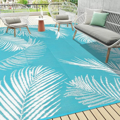 AR004039blue10x14outdoorrugtropicalleafplasticstrawpatiocarpetUShomeheberug