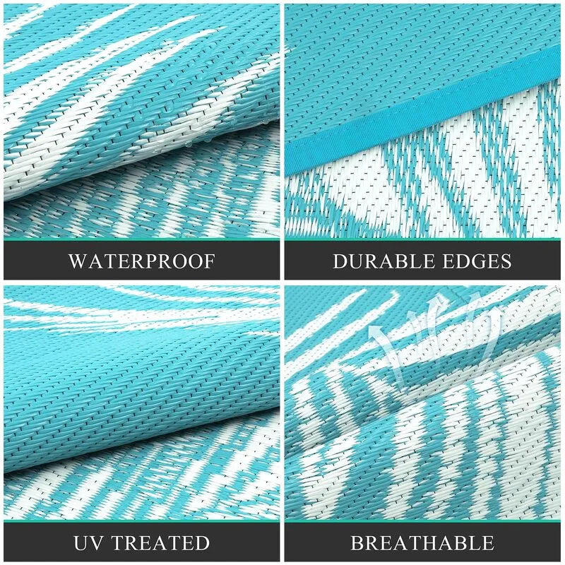 AR004039blue10x14plasticstrawrugwaterproofUVresistantbreathablematerialdetailheberug