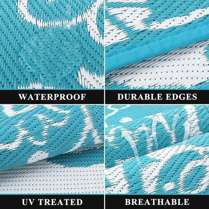 AR004052blue10x14plasticstrawrugwaterproofUVresistantbreathablematerialdetailheberug