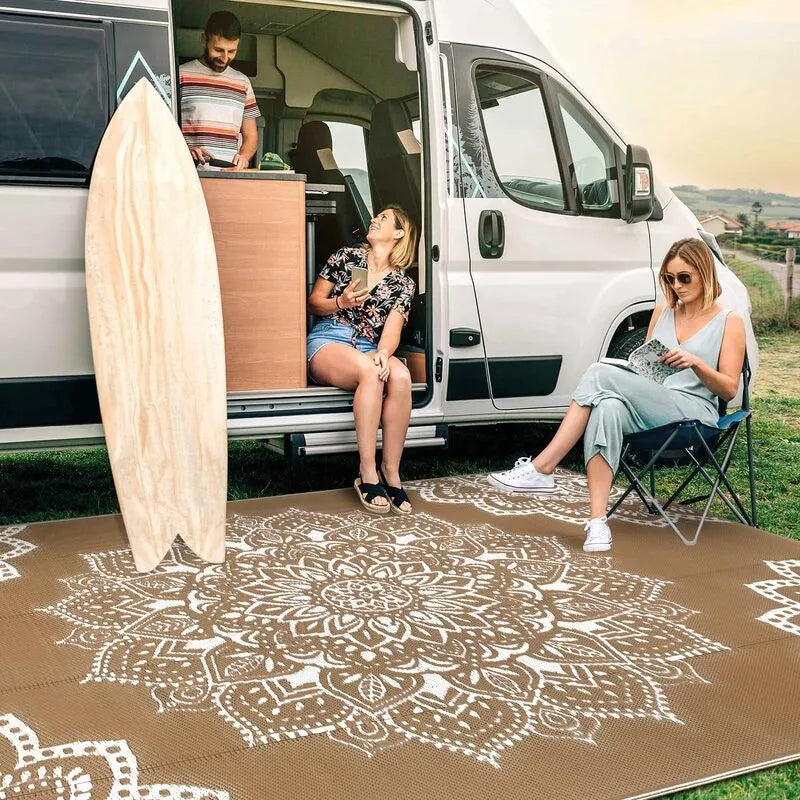 AR004057brown8x10RVcampingrugplasticstrawmatoutdoorpicnicbeachcarpetheberug