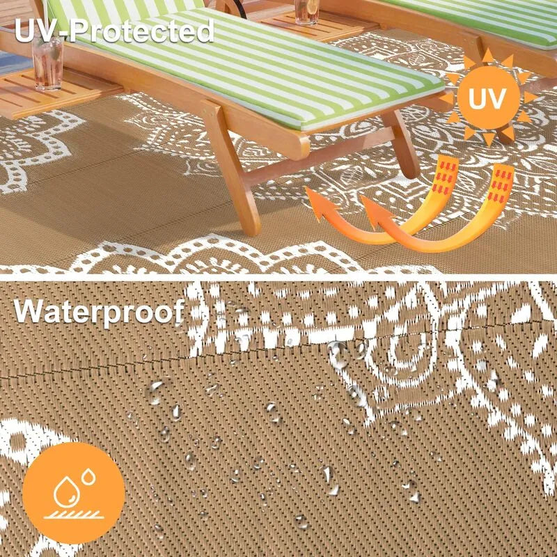 AR004057brown8x10outdoorpatiorugUVprotectedwaterproofplasticstrawcarpetheberug