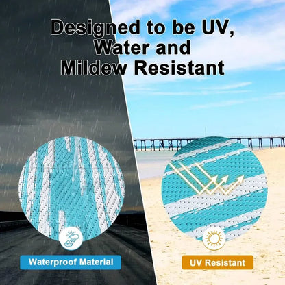 AR004122blue8ftroundoutdoorrugUVresistantwaterproofplasticstrawbeachcarpetheberug