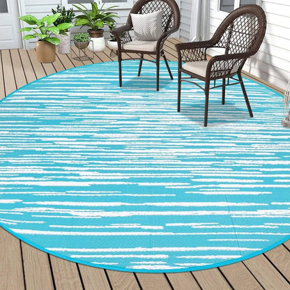 AR004122blue8ftroundporchrugplasticstrawmatoutdoordeckcarpetUShomeheberug