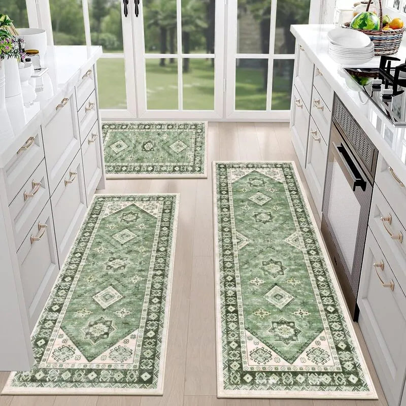 AR004405_sage_green_bohemian_3_piece_kitchen_runner_rug_set_washable_floor_mat_for_American_house_HEBE RUGS