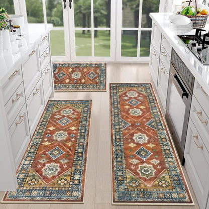 AR004427_red_bohemian_3_piece_kitchen_runner_rug_set_washable_floor_mat_for_American_house_HEBE RUGS
