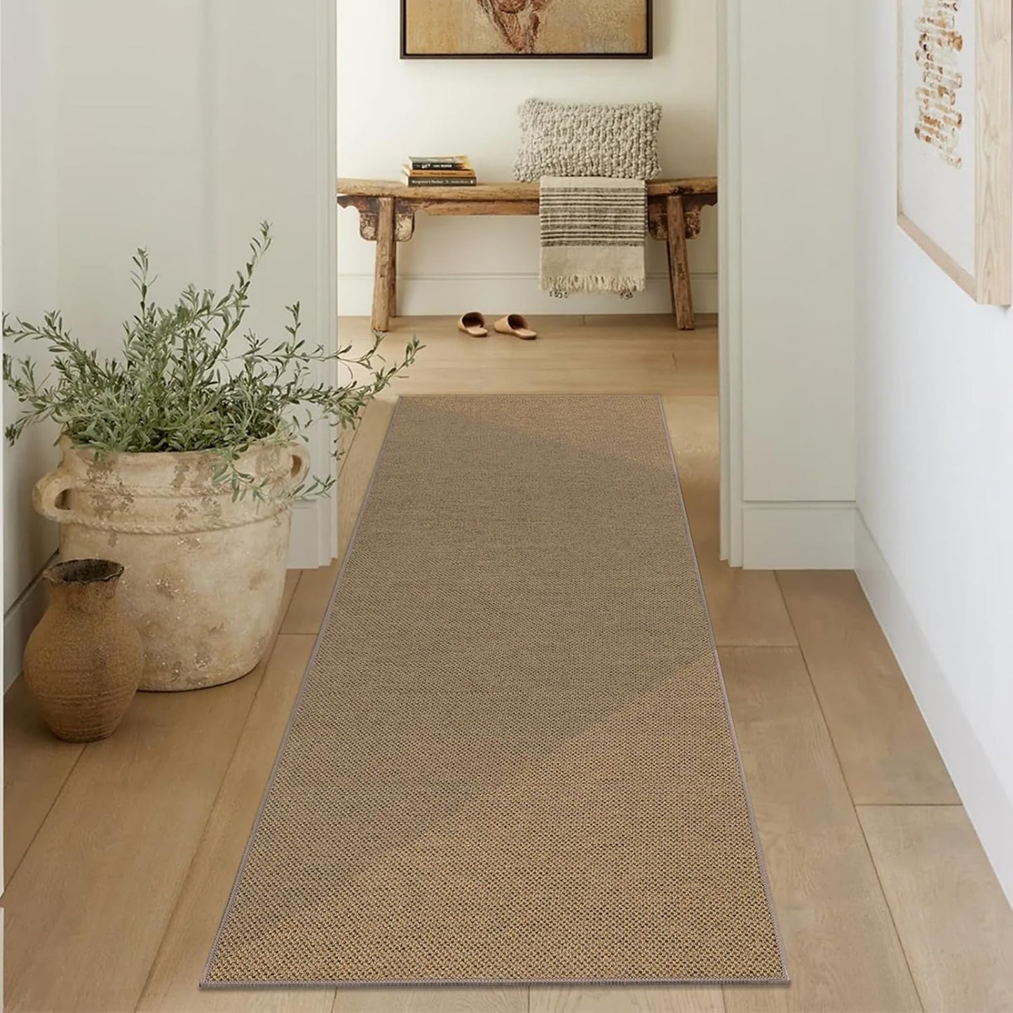 Extra Long Hallway Runner Rug with Rubber Backing Faux Jute Washable Runners