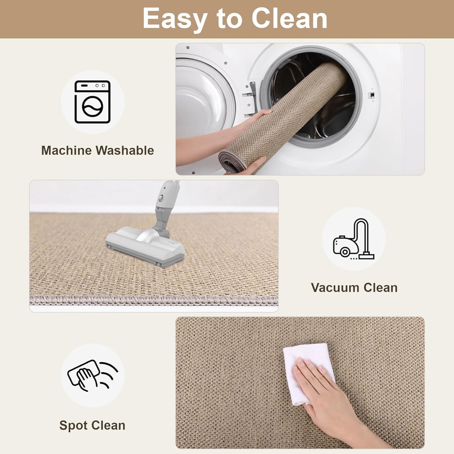 Extra Long Hallway Runner Rug with Rubber Backing Faux Jute Washable Runners