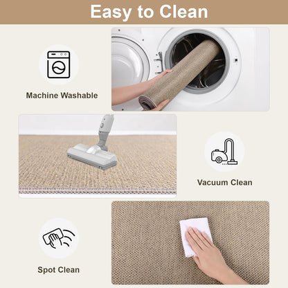 Extra Long Hallway Runner Rug with Rubber Backing Faux Jute Washable Runners