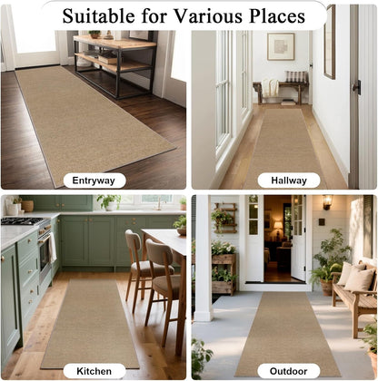 Extra Long Hallway Runner Rug with Rubber Backing Faux Jute Washable Runners